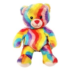 Build A Bear 2012 Pastel‎ Wavy Rainbow Swirled Bear 17" Stuffed Animal Plush Toy